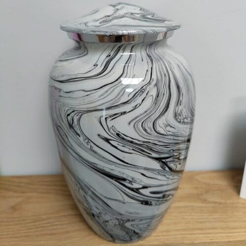 Black & White Marble Swirl Adult Urn