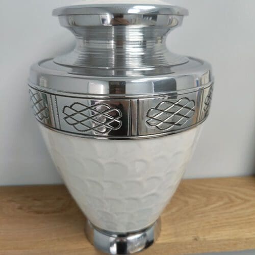 White & Chrome Adult Urn